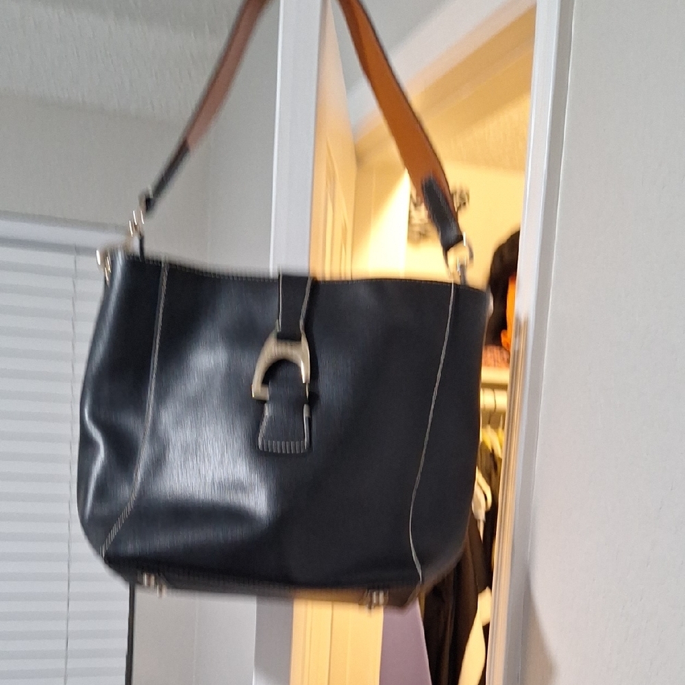 Elegant Black Leather Tote Bag